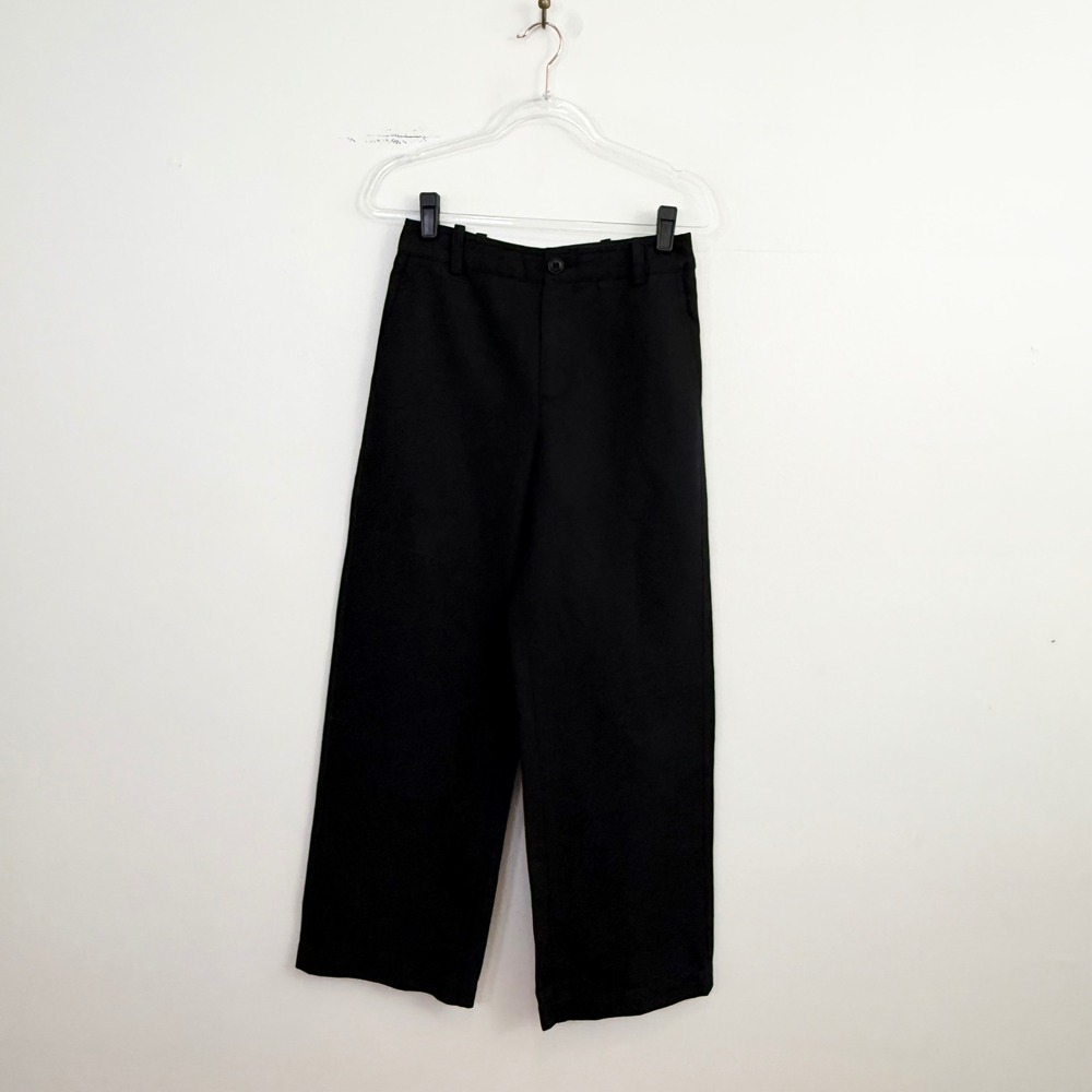 Vince Linen Cotton Wide Leg Cropped Pants Black Size 10